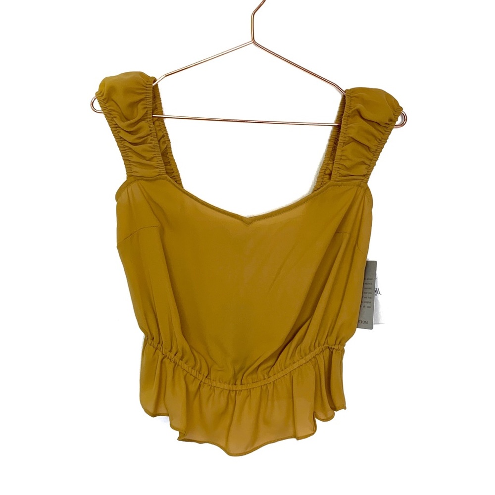 NWT 19 Cooper Nordstrom Mustard Yellow Crop Top Size XS
